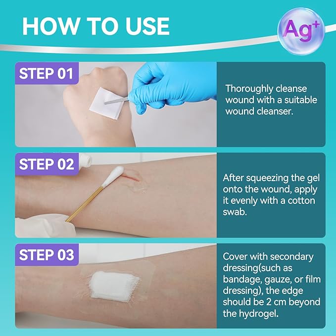 Dimora Antibacterial Gel Wound Dressing 1oz - Silver Hydrogel First Aid Ointment for Wound Healing, Antibacterial Care for Minor Cuts, Abrasions, Lacerations & Burns, Safe Non-Amorphous Formula