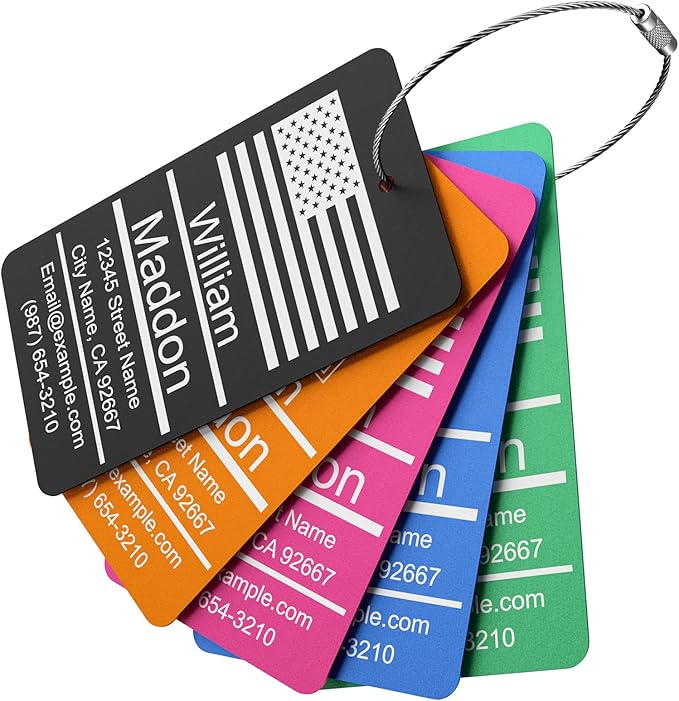 Luggage Tags for Suitcase - Personalized Engraved Metal Tag for Cruise Travel - Pink Custom Name Tags Suitable for Bags and Backpack No Underline (2x3.5 inch)