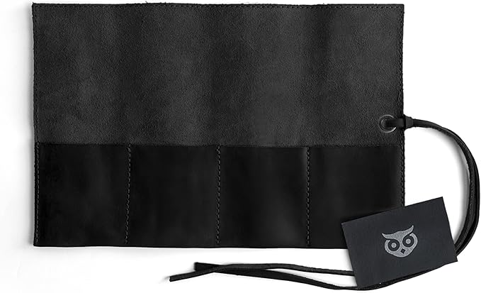 Hide & Drink, Leather Watch Roll Organizer Handmade from Full Grain Leather, Holds Up to 4 Watches, Easy Carry On Watchlover Storage (Charcoal Black)