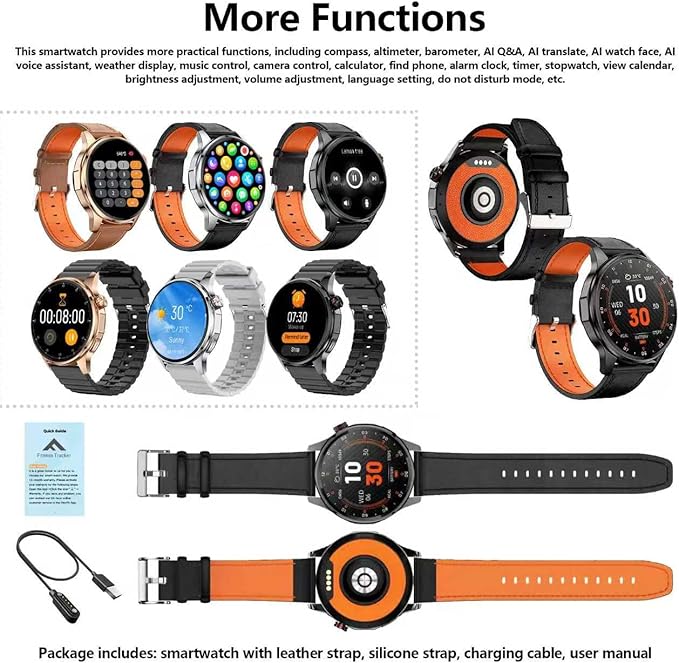 Smart Watch for Men Built-in GPS(Answer/Make Call/Text), 1.46" AI Smartwatch for Android Phones/iPhone, 100+ Sport Mode Fitness Tracker with Health/Sleep Monitor, Compass/Barometer/Altitude(2 Straps)
