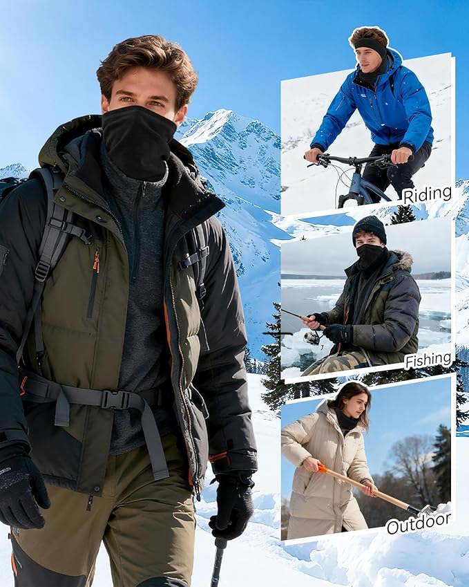 4 Pack Winter Neck Warmer, Neck Gaiter Ski for Men & Women, Soft Fleece Face Cover Mask Scarf for Cold Weather