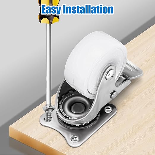 2 Inch Stainless Steel Caster Wheels Set of 4, Anti-Rust Outdoor Swivel Casters with Brake, Durable Polyamide PA Wheels for Furnitures,Labs,Restaurants