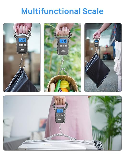 Meilen Fishing Scale,110lb/50kg Hanging Luggage Weigh Scale Unit with Backlit LCD Display, Suitcase Luggage Weigh Divice with Large Handle, Digital Postal Unit Fishing Gifts for Men