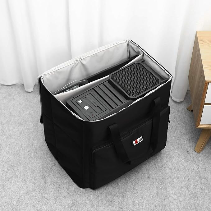 BUBM Desktop Computer Carrying Case, Padded Nylon Carry Tote Bag for Transporting Computer Tower PC Chassis, Keyboard, Cable and Mouse…