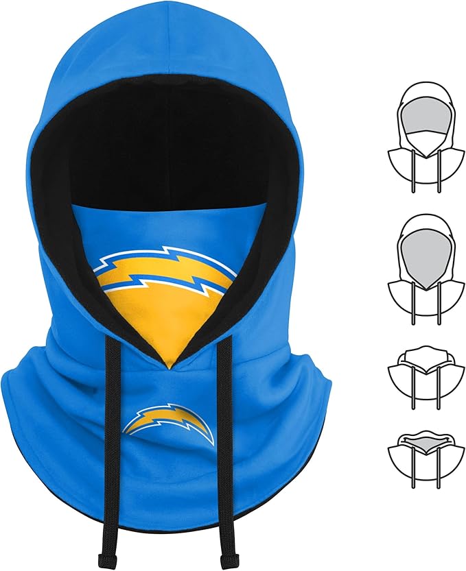 NFL Team Logo Team Color Drawstring Winter Cap Hooded Gaiter Balaclava Face Cover