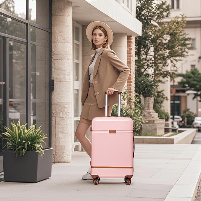 Krute Checked Luggage 24 inch Suitcases with Wheels TSA Approved PC+ABS Lightweight Hard Side Suitcase