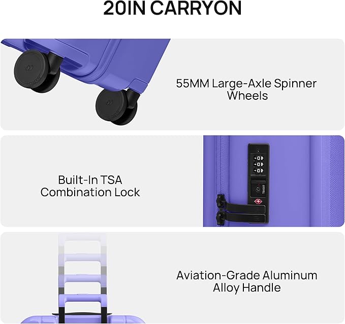 NINETYGO Carry On Luggage 22x14x9 Airline Approved, Top Opening Luggage 20 Inch Suitcase, Expandable, PC Hard Shell, Larger Capacity Carryon, TSA Lock, 360° Spinner Wheels (Pink)