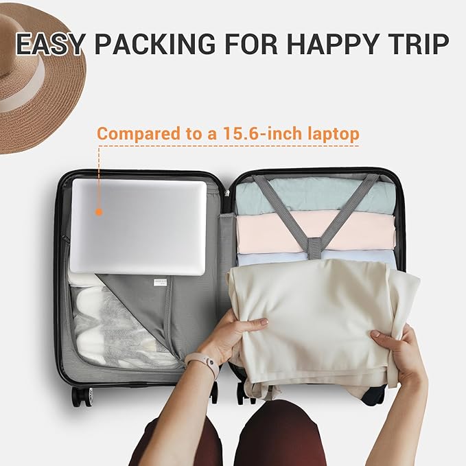 Kono 20" Carry on Luggage with Spinner Wheel TSA Lock, Lightweight PC+ABS Hardside Luggage Durable Small Carry on Suitcase Grey