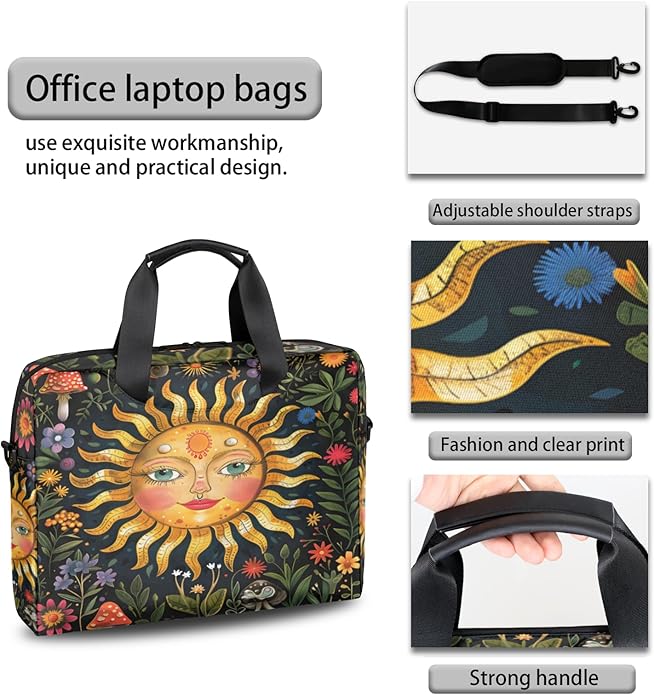 Laptop Bag Bohemian Mandala Laptop Satchel Briefcase Adjustable shoulder Carrying for MacBook Pro 16 inch