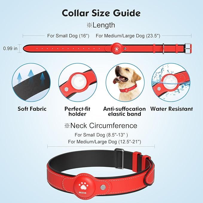 GPS Tracker for Dogs&Cats, 2 in 1 Pet Tracking Smart Collar (Only iOS), No Monthly Fee GPS Tracker Dog Collar, Real-time Location Comfortable PU Tracker for Small, Medium Large Dogs(Locator Included)