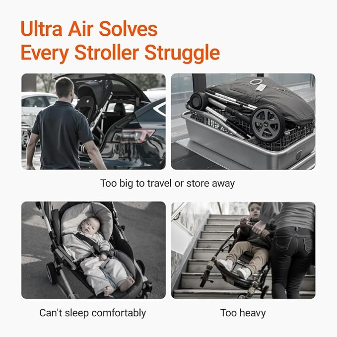 MAMAZING Lightweight Baby Travel Stroller with Carbon Fiber Frame, Compact & Airplane-Friendly, One-Handed Folding Design, 11.6 lbs, Perfect for Toddlers, Organizer & Cushion Included, Jet