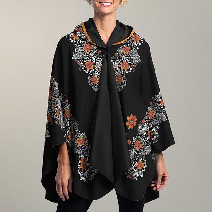 RainCaperLaurel Burch Womens Rain Cape Poncho with Hood - Reversible