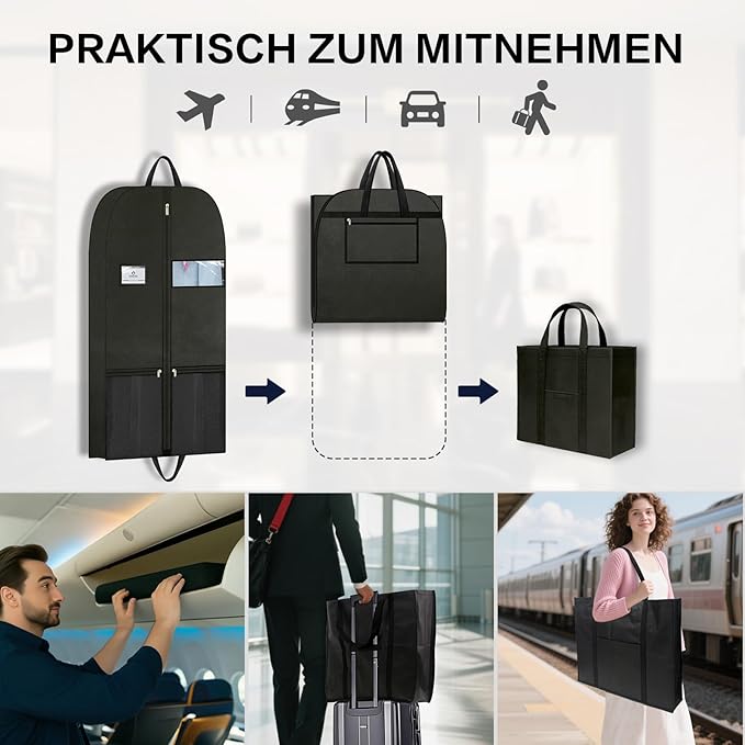 Travel Garment Suit Bag for Hanging Clothes, Suit bags for Closet Storage with Pockets Gusseted Garment bag for Men Suits Shirts Tuxedos Dresses, Suit Cover Bags With Handles and Zipper 43" 2 pack