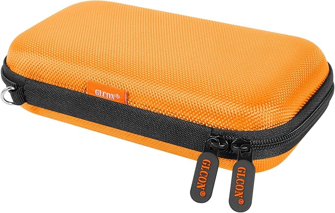 Orange Shockproof Hard EVA Carrying Case Travel Pouch for External Hard Drive, Power Bank, Cell Phone, Cable, Cord - Portable Small Electronic Accessories Organizer Storage Zipper Pouch
