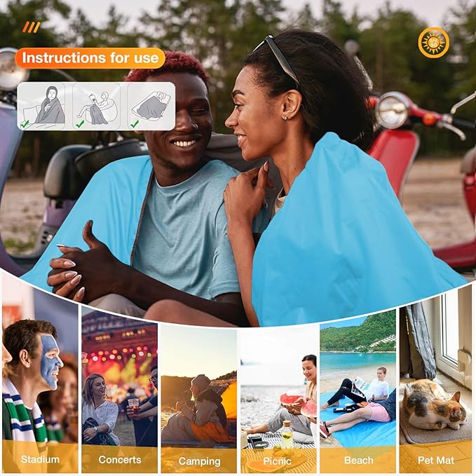 Outdoor Waterproof Camping Blanket - Hooded Fleece Windproof Blanket for Stadium, Sporting Events, Concert, Picnic, Car, Boat - Packable Camp Blanket for Cold Weather, Camping Gear Must Havesβ¦
