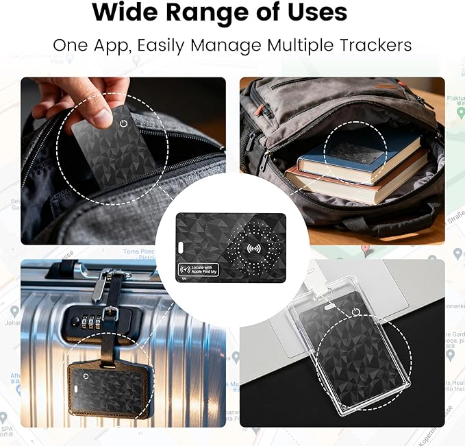 Wallet Tracker Card for Apple Find My(iOS Only) - PrielPaek Rechargeable Slim Card Finder, Long Battery Life, IP68 Waterproof and Dust Proof, Item Locator for Wallet, Luggage Tags, ID Card and More