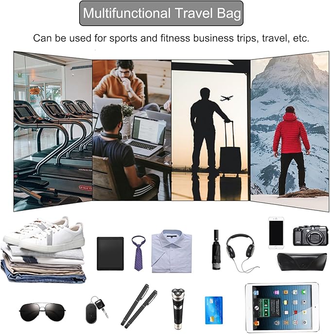 Full-grain Leather Garment Bag Large Capacity Travel Bag Business Suit Carrier Bag with Shoe Compartment, Overnight Gym Sports Duffel Bags for Men Women, Light Brown