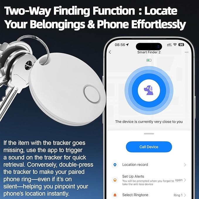 Tracker Tags 4 Pack, Luggage Tracking Tags Compatible with TUYA App and Smart Life APP, Both iOS and Android Compatible, Key Finder Locator with Sound, Smart Tag, Item Finder for Keys, Bags