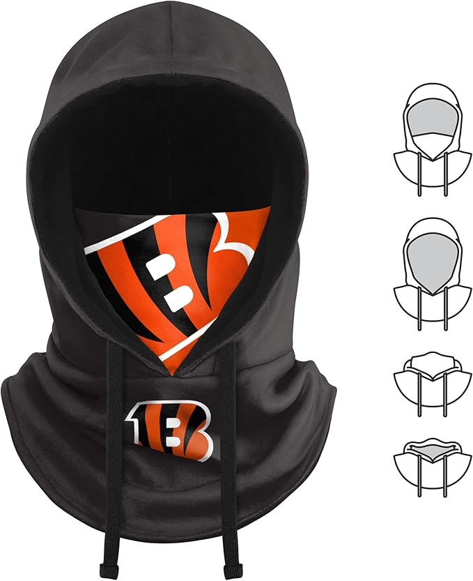 NFL Team Logo Team Color Drawstring Winter Cap Hooded Gaiter Balaclava Face Cover