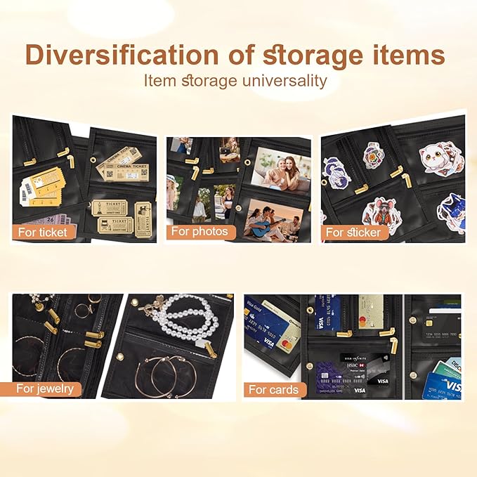 Travel Jewelry Case Organizer for Women, Jewelry Storage Book with Small Pouch, Travel Jewelry Bag Case for Traveling Earrings, Rings, Bracelet Organizer (Inner Pages, 3 PCS, Black)
