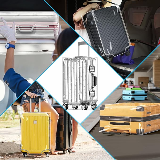 Yotako Clear PVC Suitcase Cover Tough Protector, 20 Inch Luggage Covers for Wheeled Suitcase 20"