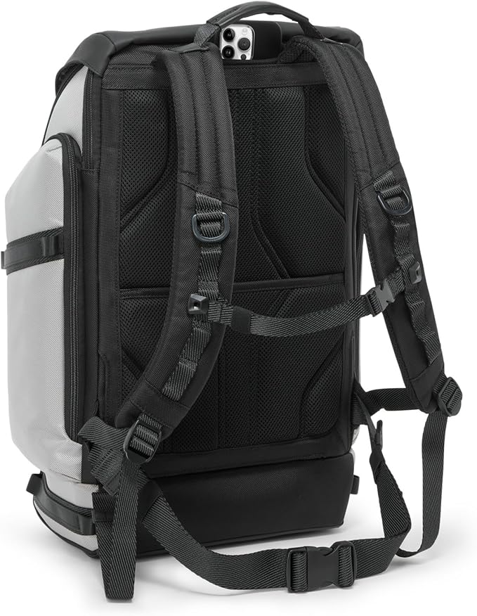 TUMI - Alpha Bravo Expedition Flap Backpack - Large Carry On Backpack - 21.0" X 12.5" X 7.5" - Fits up to 17" Laptop - Pearl Grey Mesh