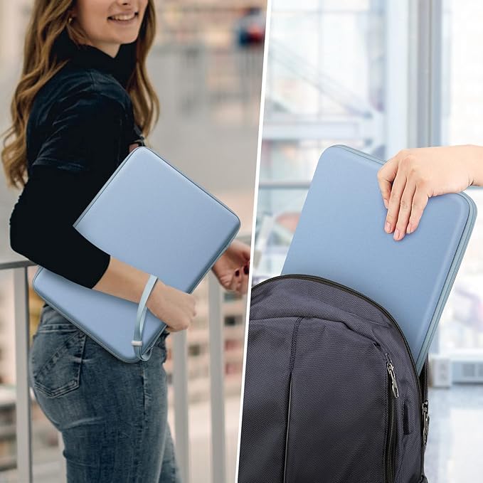 FINPAC Hard Laptop Sleeve Case for 13 inch MacBook Air M4 2025 A3240 M3 2024 A3113, 14 inch MacBook Pro M5/M4/M3/M2 A3434 A3401, 13" Air/Pro, Waterproof Case for Dell, Surface Laptop, HP, Ice Blue