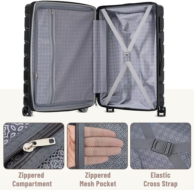 Suitcase Sets Hardshell Luggage Sets ABS Suitcase for Women 3Pc Carry On Luggage