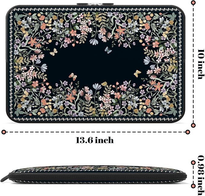 iCasso Laptop Sleeves 13 inch,Cute Laptop Carrying Case Black,13-13.6 inch Computer Sleeve Bag Compatible with MacBook Air Pro 13/14, HP Dell ASUS Lenovo Chromebook Notebook