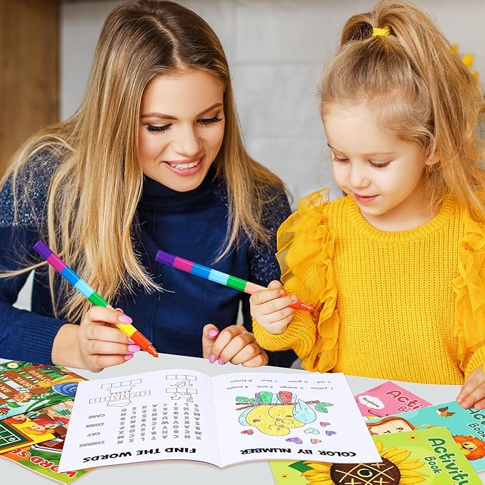 BenLouis 24 pcs Mini Activity Books for Kids ages 4-8-12 Small Activity Books Party Favors Bulk Mazes Coloring and More for Classroom Travel Birthday Goodie Bag Gift Stuffer(Assorted)