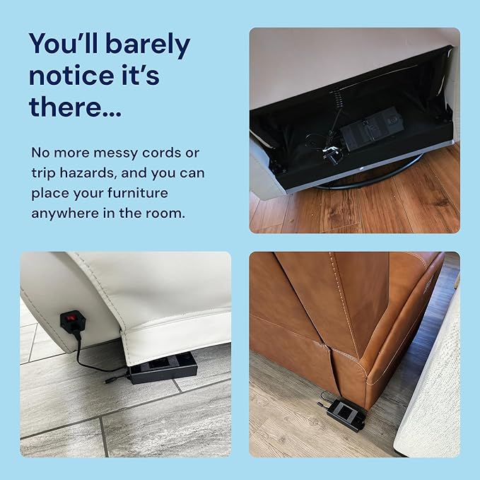 The Blue Cactus Max Power 5000mAh Kit - Battery, Power Transformer, Cords - 2-Pin Connector - Wireless with LED & Low Charge Alert - Couch Battery Pack for Reclining Chairs, Sofas & Loveseats