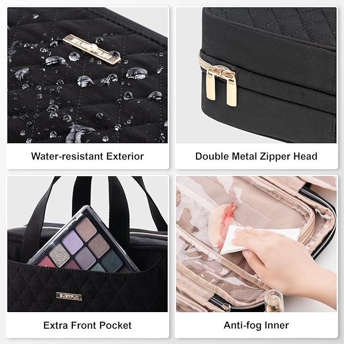 Everfun Hanging Travel Toiletry Bag Christmas Gifts for Women Traveling With Leakproof Compartment Makeup Cosmetic Organizer Dopp Kit Travel Accessories Essentials Must Have