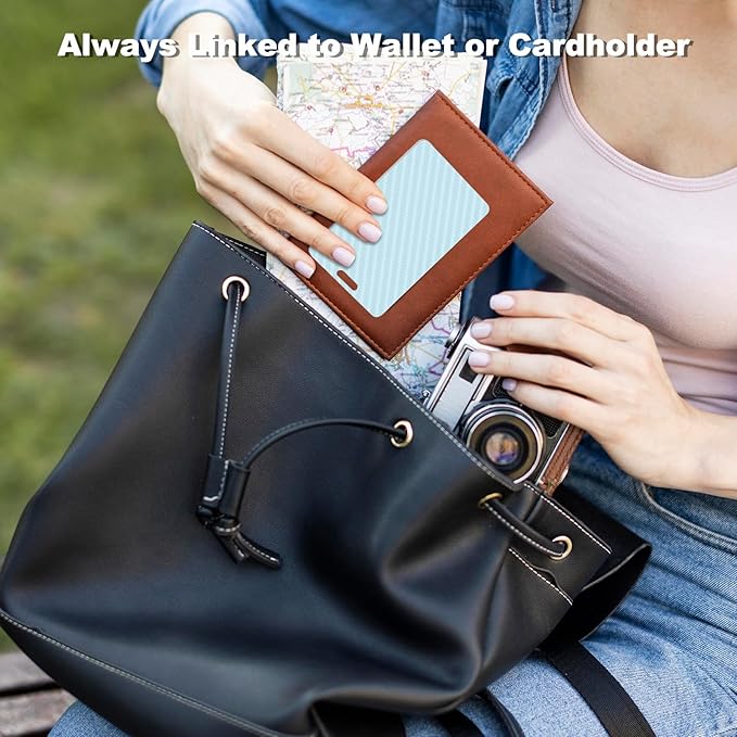 Wallet Tracker Card, Slim Rechargeable Bluetooth Item Locator, Smart Finder Compatible with Apple Find My for Wallet, Luggage, Passport, IP68 Waterproof (iOS Only) (Carbon Fiber Blue)