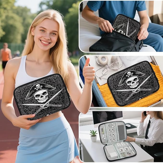 Cable Organizer Cool Pirate Skull Electronics Travel Organizer Case Tech Accessories Pouch Waterproof Cord Storage Bag for Power Bank Charger Phone Earphone