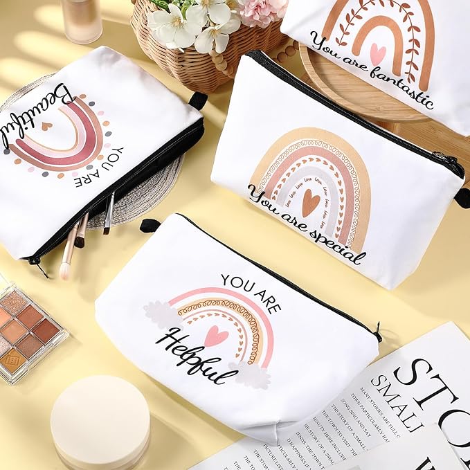 Dunzy 20 Pcs Makeup Bags Bulk Graduation Gift Cosmetic Bag Makeup with Zipper Pouch Waterproof Portable Travel Toiletry for Women Teacher Birthday Thanksgiving Christmas Gifts(Rainbow)