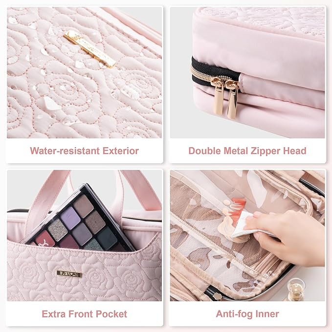 Everfun Hanging Travel Toiletry Bag Christmas Gifts for Women Traveling With Leakproof Compartment Makeup Cosmetic Organizer Dopp Kit Travel Accessories Essentials Must Have