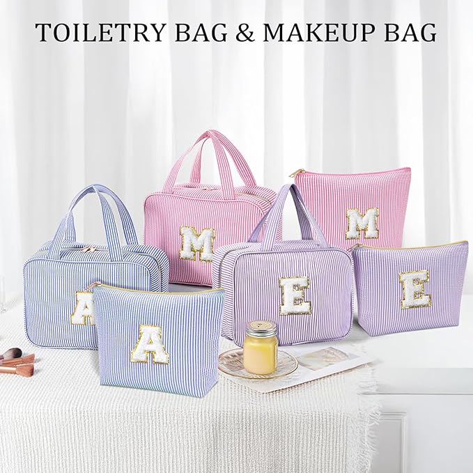 YOOLIFE Initial Hanging Toiletry Bag for Teen Girl - Christmas Gifts for 11 12 13 14 15 16 17 18 19 Year Old Girls, Travel Toiletry Bag Gifts for Mom Daughter Sister Friends, Letter A, Pink