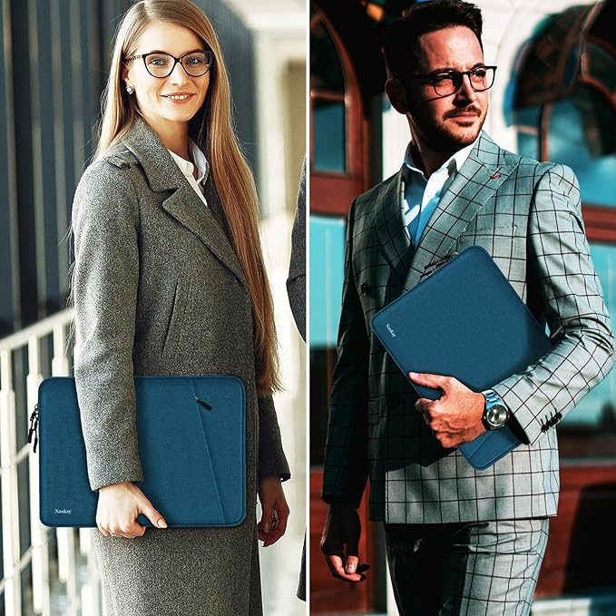 Laptop Sleeve 15.6 inch, Shockproof Protective Computer Sleeve Cover with Accessories Pocket, Water Resistant Traveling Carrying Laptop Bag Compatible for MacBook Dell HP Acer Asus Lenovo, Cyan