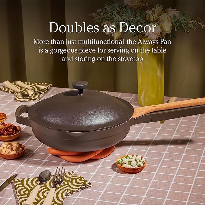 Our Place Large Always Pan | 12.5" Ceramic Pan with Modular Lid & Beechwood Spatula | Patented 10-in-1 Nonstick, Non-Toxic Cookware Made Without PFAS | Induction & Oven-Safe up to 450°F | Spice