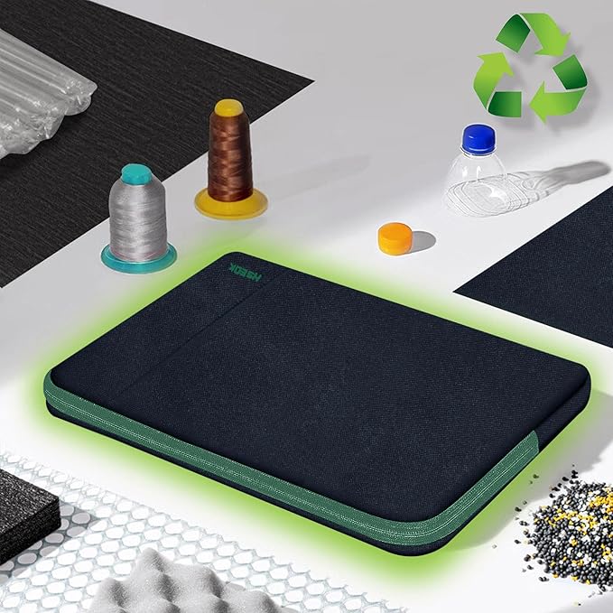 Slim Laptop Case 13.3 14 inch Sleeve, Rainproof & Shockproof Carrying Case for Notebooks Compatible with MacBook Pro 14" and All Models 13.3" MacBook Air/Pro, Most Popular 13"-14" PC,Black-Green