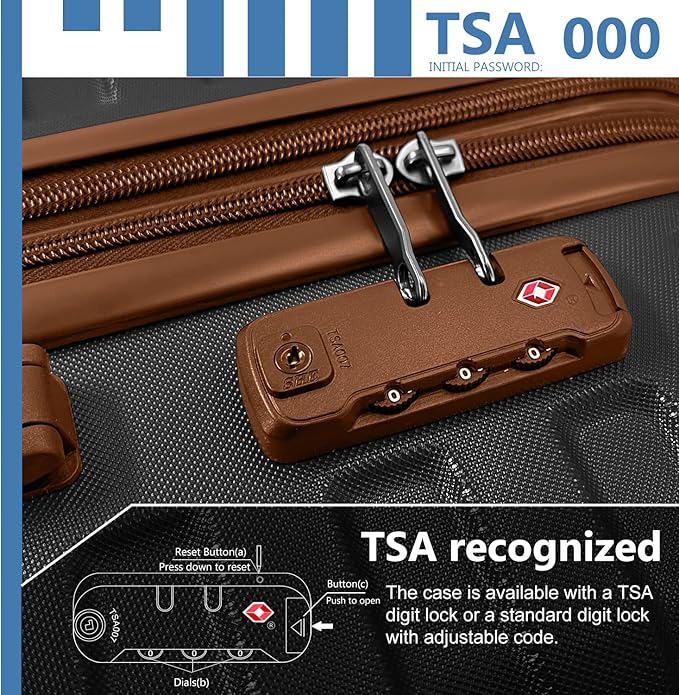Merax 6 Piece Luggage Set, ABS Hardside Expandable Suitcase with Spinner Wheels TSA Lock, Travel Suitcases for Men/Women, Black