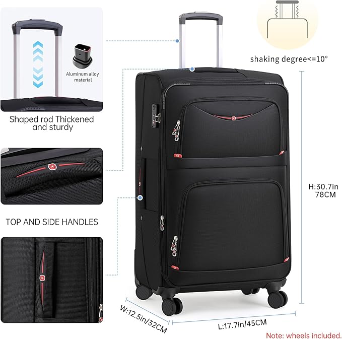 Softside Expandable Luggage with 4 Spinner Wheels, Durable Checked-Luggage Suitcase (Gray, 29-Inch)