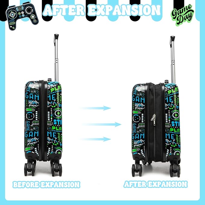 Kid’s Luggage Set 5 Piece Suitcase Set 16’’ Hardside Luggage with Spinner Wheels Girls Boys Carry on Luggage Travel Rolling Luggage Airline Approved