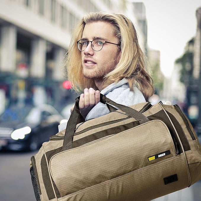 MIER Large Gym Bag for Men Sports Duffle Bag with Shoe Compartment 60L Lightweight Duffel Bags for Workout Fitness Travel