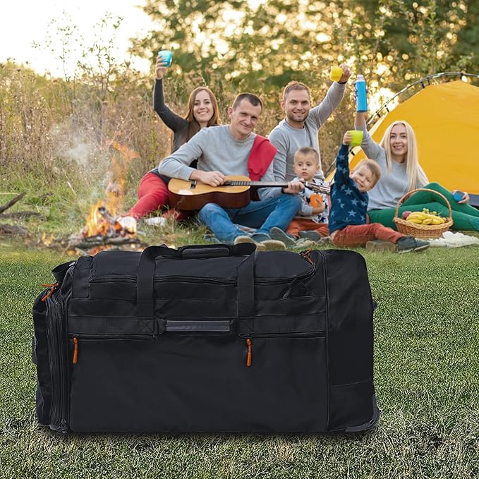 Rolling Duffel Bag with 3 Wheels, 110L-120L Expandable Foldable Travel Duffel, 28" No-Sag Design Waterproof Carry On Luggage, Lightweight Weekender Bag for Men Women, Camping/Cargo/Air Travel