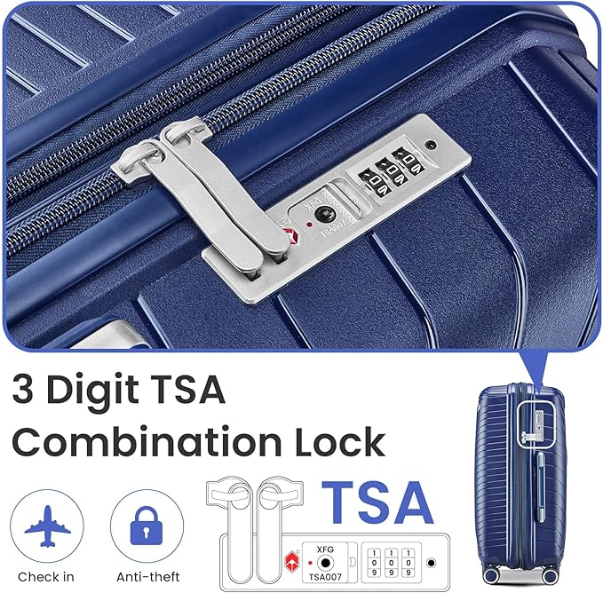 Merax Luggage 4 Piece Set Hardside Expandable Suitcase Set with Case,Travel Luggagewith Spinner Wheels,Airplane Approved Carry On Luggage Sets,Navy Blue1,14/20/24/28