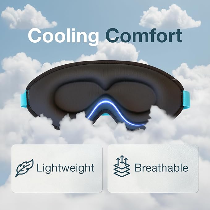 MyHalos® Sleep Mask – 3D Blackout Eye Mask for Women & Men, Side Sleepers, Zero Pressure Memory Foam Eyelash Friendly, Breathable, Sleep Aid for Travel, Shift Work, Light Sensitivity Relief