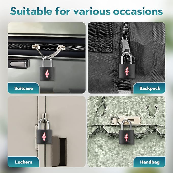6 Pack Black TSA Luggage Locks with Key+6 Pack Travel tag, Luggage Lock TSA Approved for Backpacks, Bags and Luggage, 6 Pack Black Lock+6 Pack tag