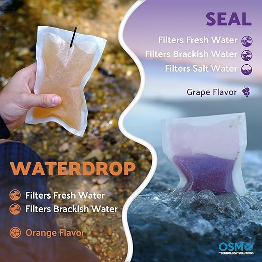 OTS Osmo Seal 4-Pack Emergency Desalination Kit – Portable Salt Water Filter & Water Purifier Survival System for Marine Survival, Boating, Bug Out Bag & Disaster Preparedness – Makes Hydration Drink