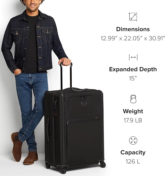 TUMI Extended Trip Expandable 4-Wheeled Packing Case - Rolling Suitcase with Removable Garment Sleeve - Secure Luggage - Black